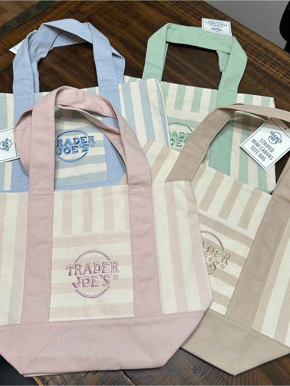 Trader Joe’s Limited Edition Striped Canvas Mini Totes set of 4